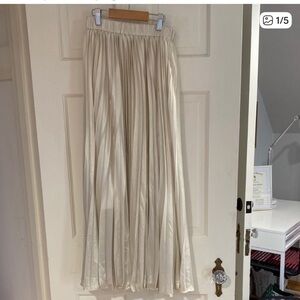 Together Elegant Cream Pleated Maxi Skirt